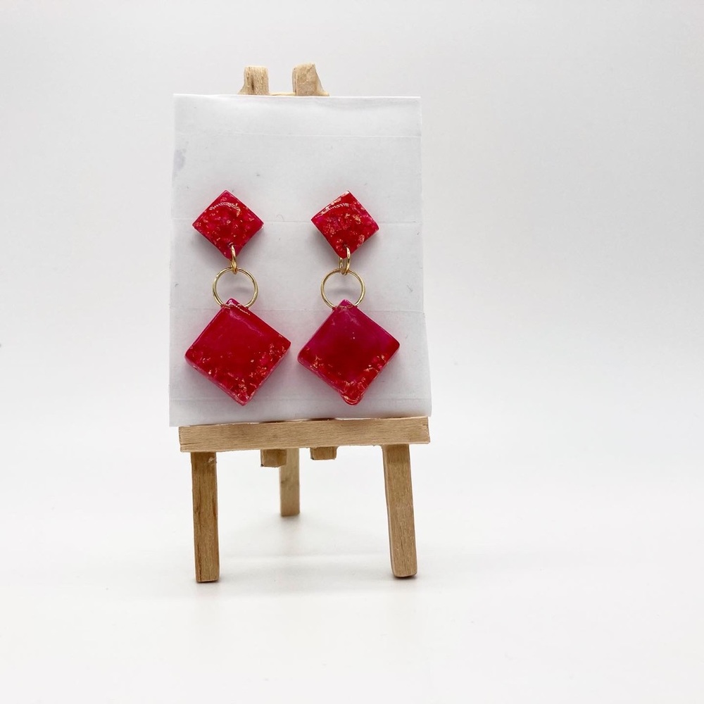 Pink Square Studs